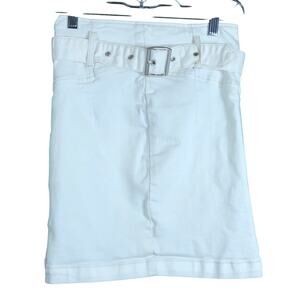 Free People Womens Skirt White Belted Jean Midi Stretch 0